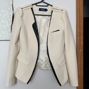 White Blazer with faux leather detail